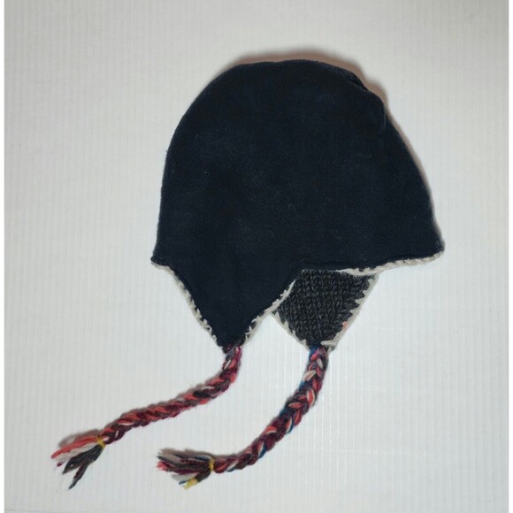 Fair Isle Earflap Knit Hat with Braids Multicolor Fleece Lining Chullo Ski - Picture 3 of 4